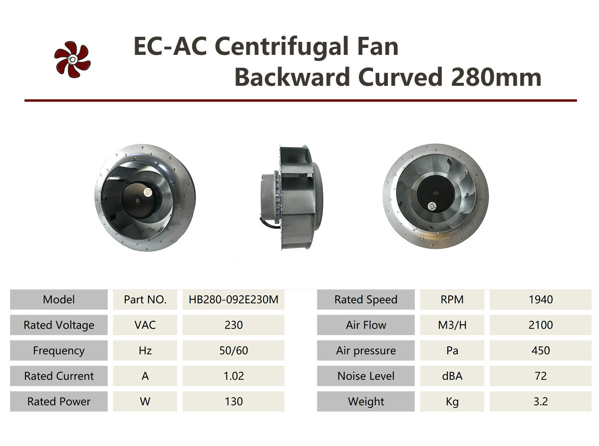 Центробежный вентилятор HEKO 280 мм EC с загнутыми назад лопатками (2)
